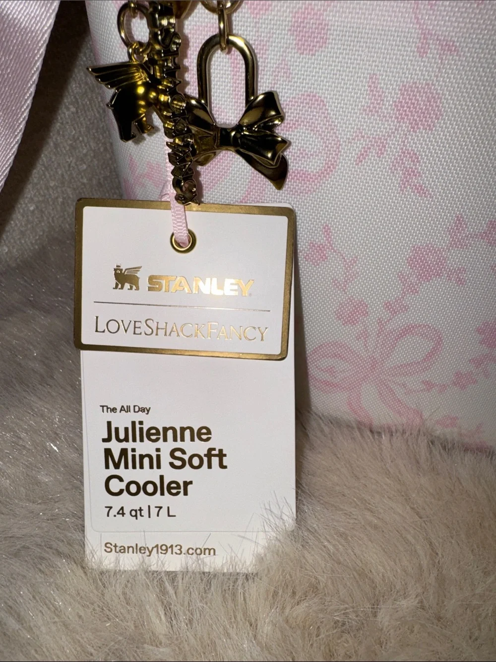 LoveShackFancy x Stanley Pink Floral Cooler with Gold Charms